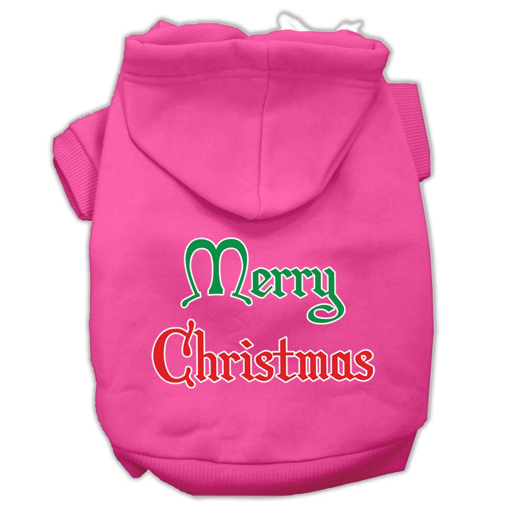 Christmas Pet Hoodie Screen Printed, "Merry Christmas"