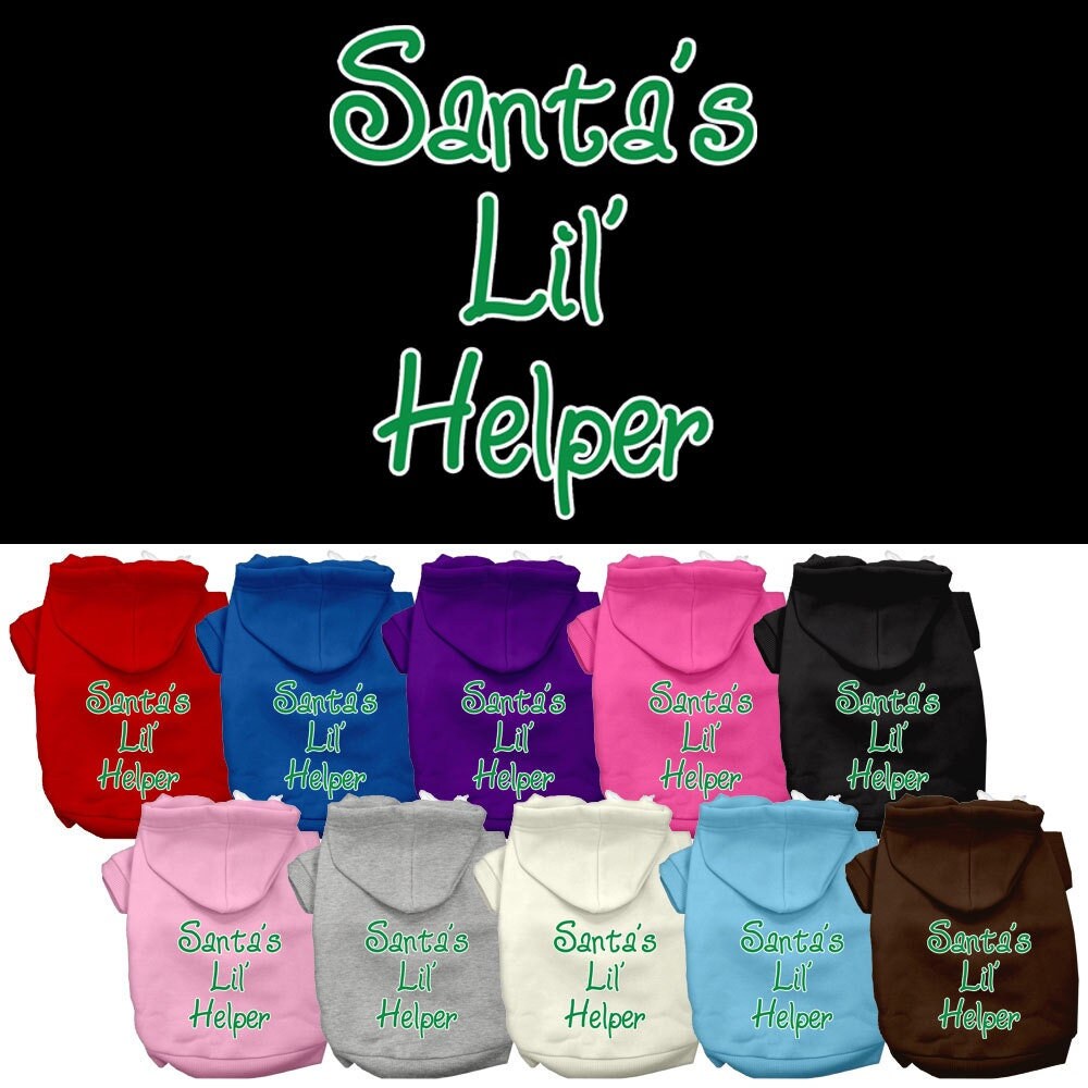 Christmas Pet Hoodie Screen Printed, "Santa's Lil Helper"