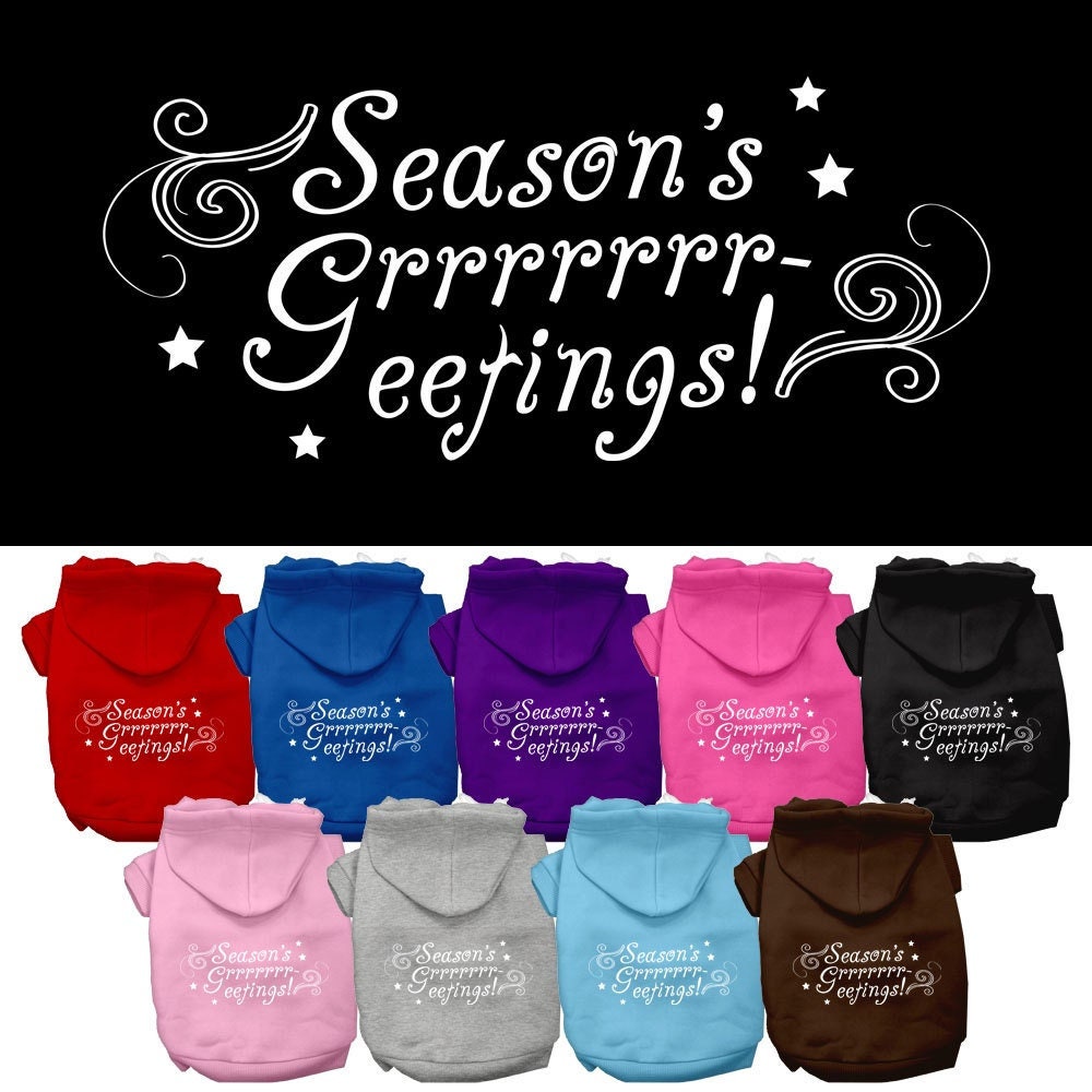 Christmas Pet Hoodie Screen Printed, "Season's Greetings"