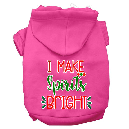 Christmas Pet Hoodie Screen Printed, "I Make Spirits Bright"