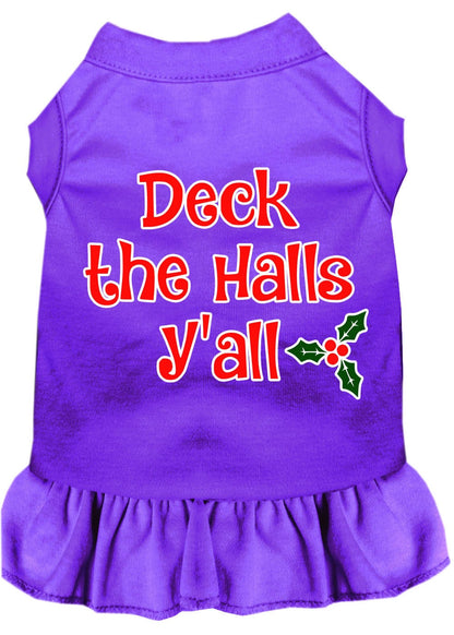 Christmas Pet Dress Screen Printed, "Deck The Halls Y'all"