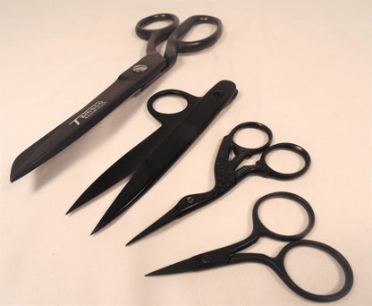 Sewing Scissor collection of 4 (matte black premium)
