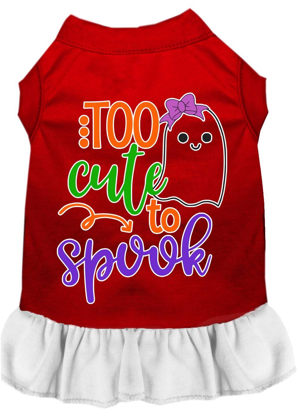 Halloween Pet Dog & Cat Dress, "Too Cute To Spook - Girly Ghost"