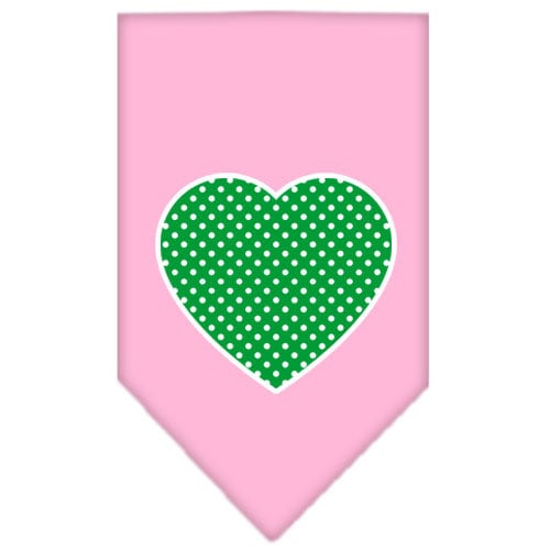 Pet and Dog Bandana Screen Printed, "Green Swiss Dot Heart"