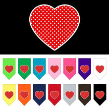 Pet and Dog Bandana Screen Printed, "Red Swiss Dot Heart"