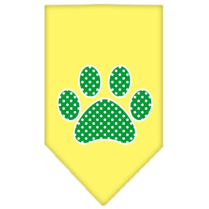 Pet and Dog Bandana Screen Printed, "Green Swiss Dot Paw"