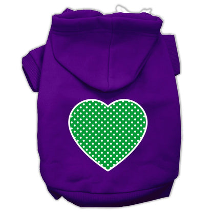 Pet Hoodie "Green Swiss Dots Heart"
