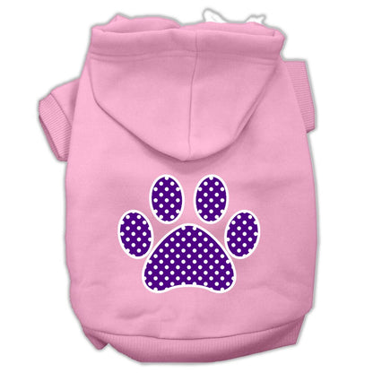 Pet Hoodie Screen Printed, "Purple Swiss Dots Paw"
