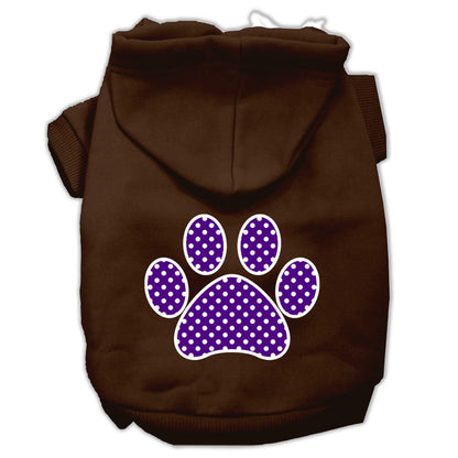 Pet Hoodie Screen Printed, "Purple Swiss Dots Paw"