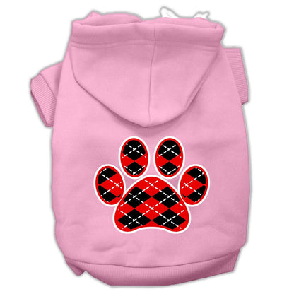 Pet Hoodie "Red Argyle Paw"
