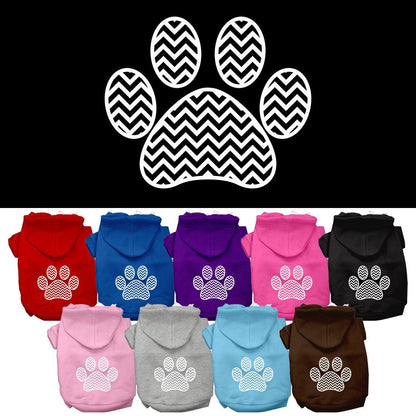 Pet Hoodie "Chevron Paw Print"