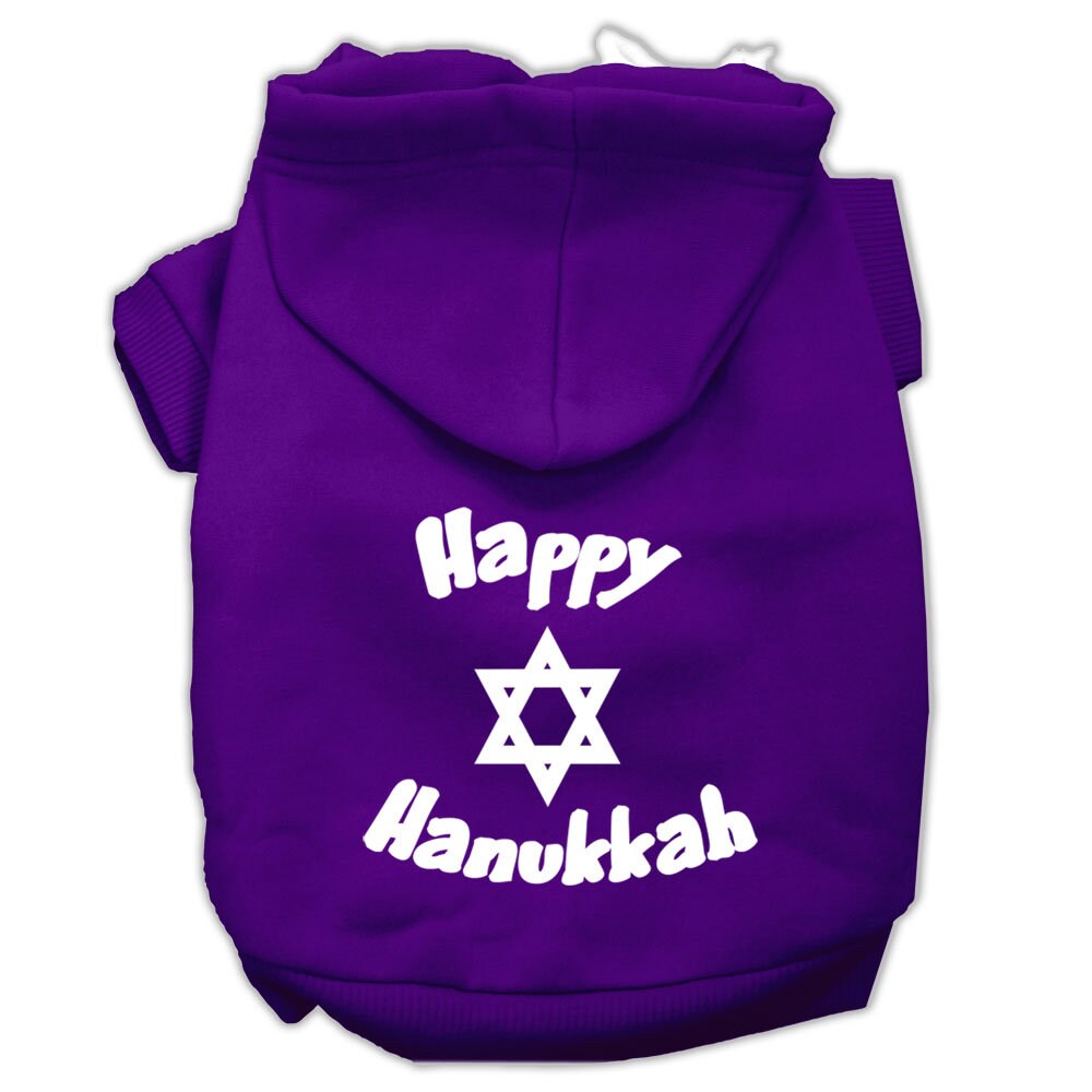 Hanukkah Pet Hoodie Screen Printed, "Happy Hanukkah"