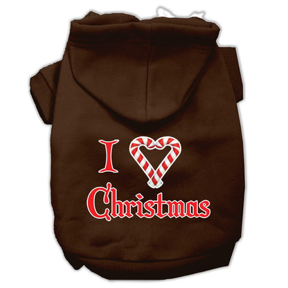 Christmas Pet Hoodie Screen Printed, "I Heart Christmas"