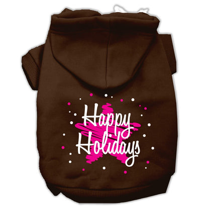 Christmas Pet Hoodie Screen Printed, "Scribble Happy Holidays"