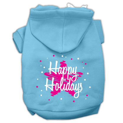Christmas Pet Hoodie Screen Printed, "Scribble Happy Holidays"