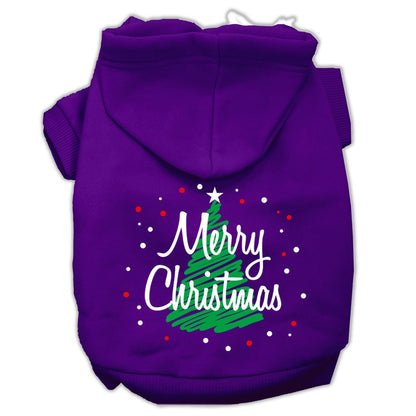 Christmas Pet Hoodie Screen Printed, "Scribble Merry Christmas"