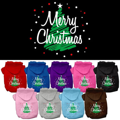 Christmas Pet Hoodie Screen Printed, "Scribble Merry Christmas"
