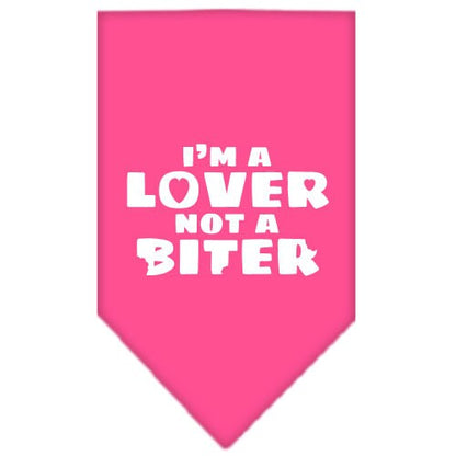 Pet and Dog Bandana Screen Printed,  "I'm a Lover, Not A Biter"