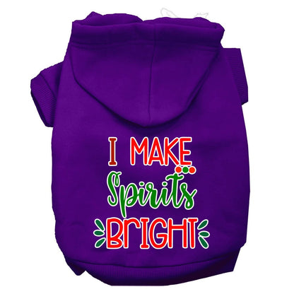 Christmas Pet Hoodie Screen Printed, "I Make Spirits Bright"