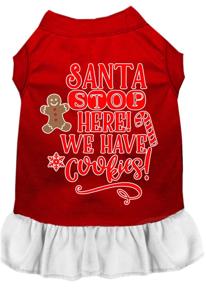 Christmas Pet Dress Screen Printed, "Santa Stop Here, We Have Cookies"