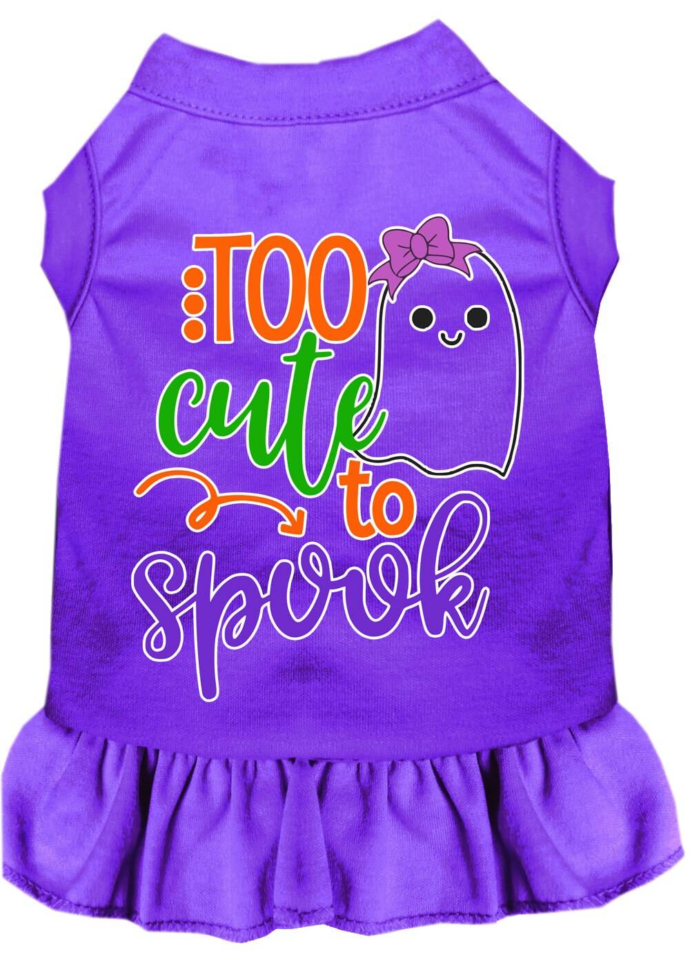 Halloween Pet Dog & Cat Dress, "Too Cute To Spook - Girly Ghost"