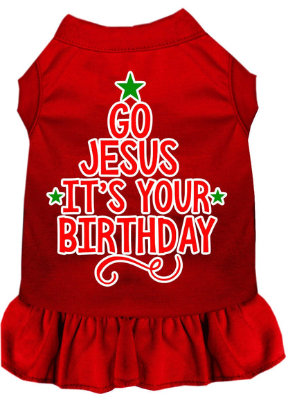 Christmas Pet Dress Screen Printed, "Go Jesus, It's Your Birthday"
