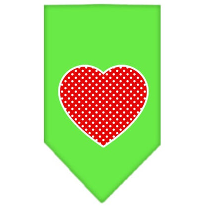 Pet and Dog Bandana Screen Printed, "Red Swiss Dot Heart"
