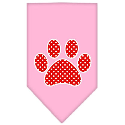 Pet and Dog Bandana Screen Printed, "Red Swiss Dot Paw"