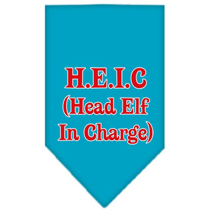 Christmas Pet and Dog Bandana Screen Printed, "Head Elf In Charge"