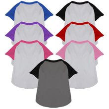 Pet Dog & Cat Raglan Baseball Shirt Blank, Plain