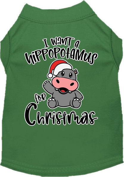 Christmas Pet Dog & Cat Shirt, "I Want A Hippopotamus For Christmas"