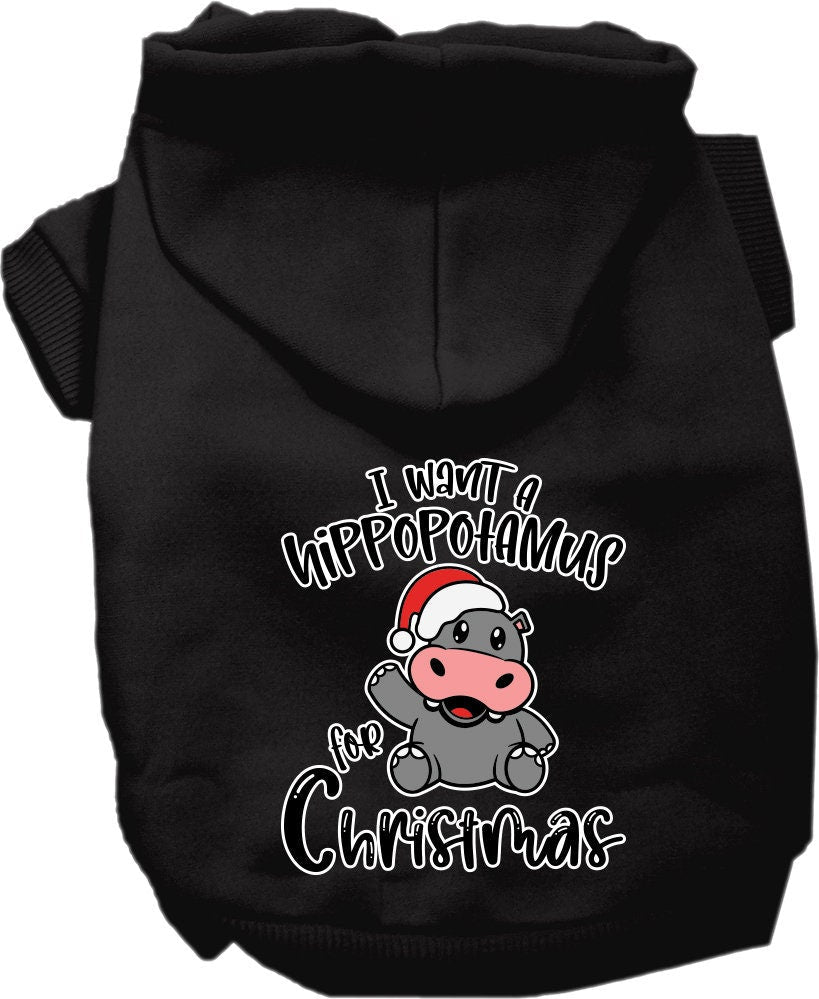 Christmas Pet Hoodie "I Want A Hippopotamus For Christmas"