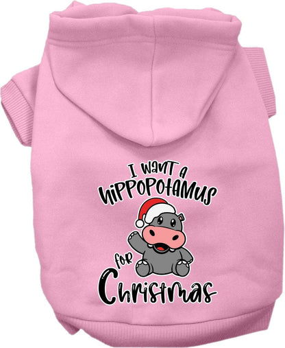 Christmas Pet Hoodie "I Want A Hippopotamus For Christmas"