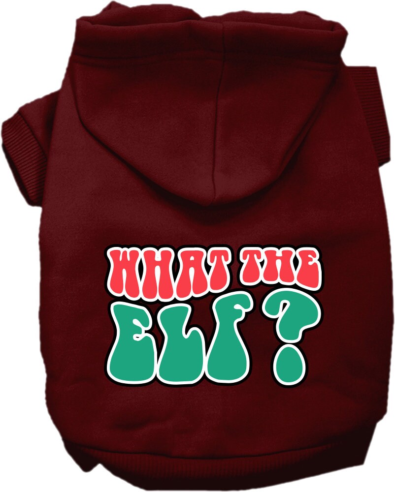 Christmas Pet Hoodie Screen Printed, "What The Elf"