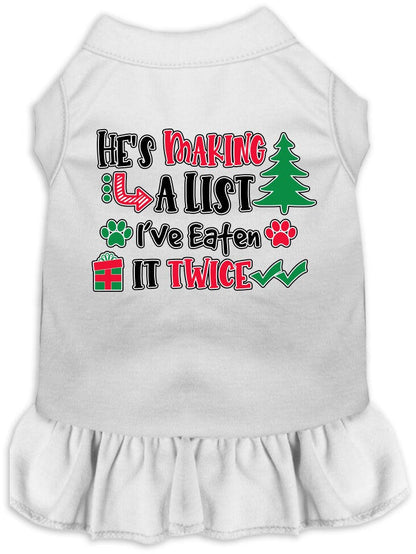 Christmas Pet Dress "He's Making A List, I've Eaten It Twice"