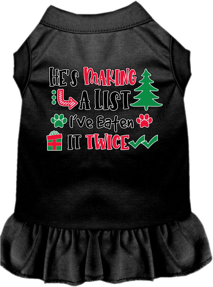 Christmas Pet Dress "He's Making A List, I've Eaten It Twice"