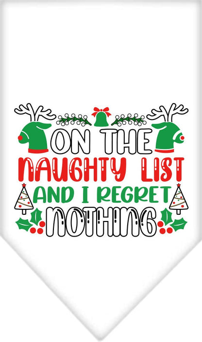 Christmas Pet Bandana "On The Naughty List And I Regret Nothing"