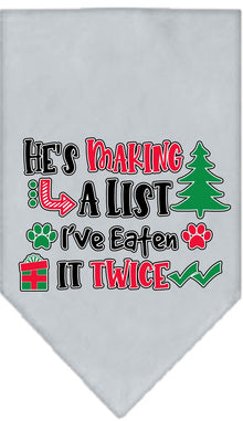 Christmas Pet Bandana "He's Making A List, I've Eaten It Twice"