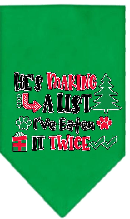 Christmas Pet Bandana "He's Making A List, I've Eaten It Twice"