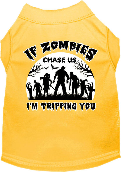 Halloween Pet Dog & Cat Shirt, "If Zombies Chase Us, I'm Tripping You"