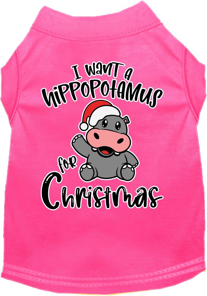 Christmas Pet Dog & Cat Shirt, "I Want A Hippopotamus For Christmas"