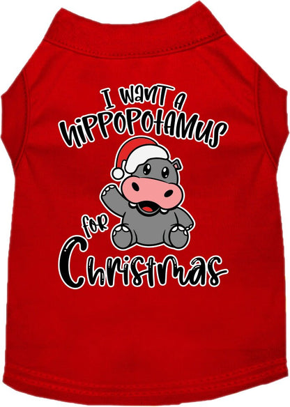 Christmas Pet Dog & Cat Shirt, "I Want A Hippopotamus For Christmas"