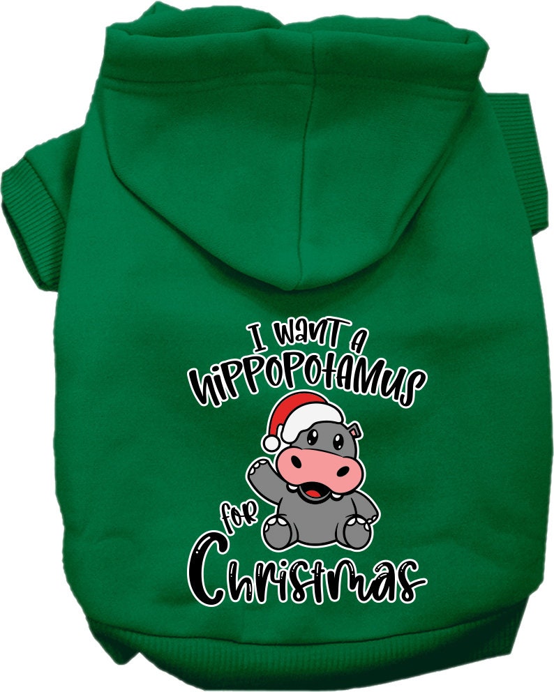 Christmas Pet Hoodie "I Want A Hippopotamus For Christmas"