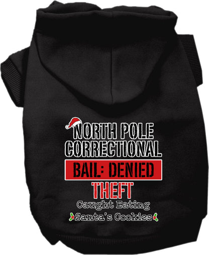 Christmas Pet Hoodie Screen Printed, "North Pole Correctional"