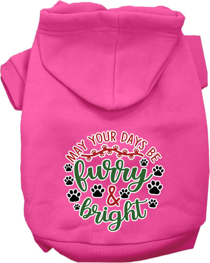 Christmas Pet Hoodie Screen Printed, "Furry & Bright"