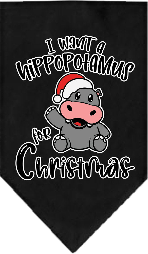 Christmas Pet and Dog Bandana, "I Want A Hippopotamus For Christmas"