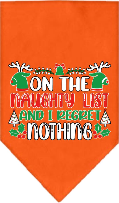 Christmas Pet Bandana "On The Naughty List And I Regret Nothing"