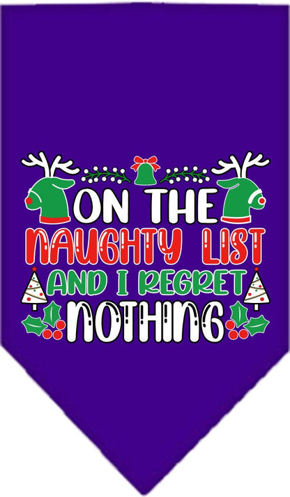 Christmas Pet Bandana "On The Naughty List And I Regret Nothing"