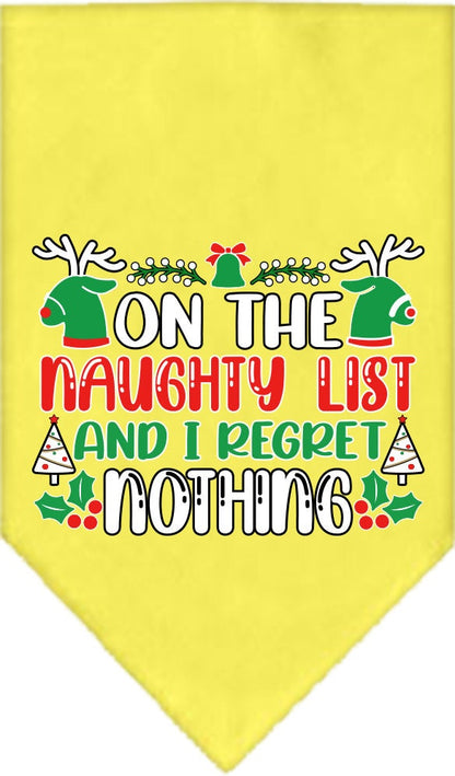 Christmas Pet Bandana "On The Naughty List And I Regret Nothing"