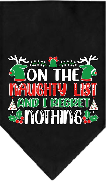 Christmas Pet Bandana "On The Naughty List And I Regret Nothing"